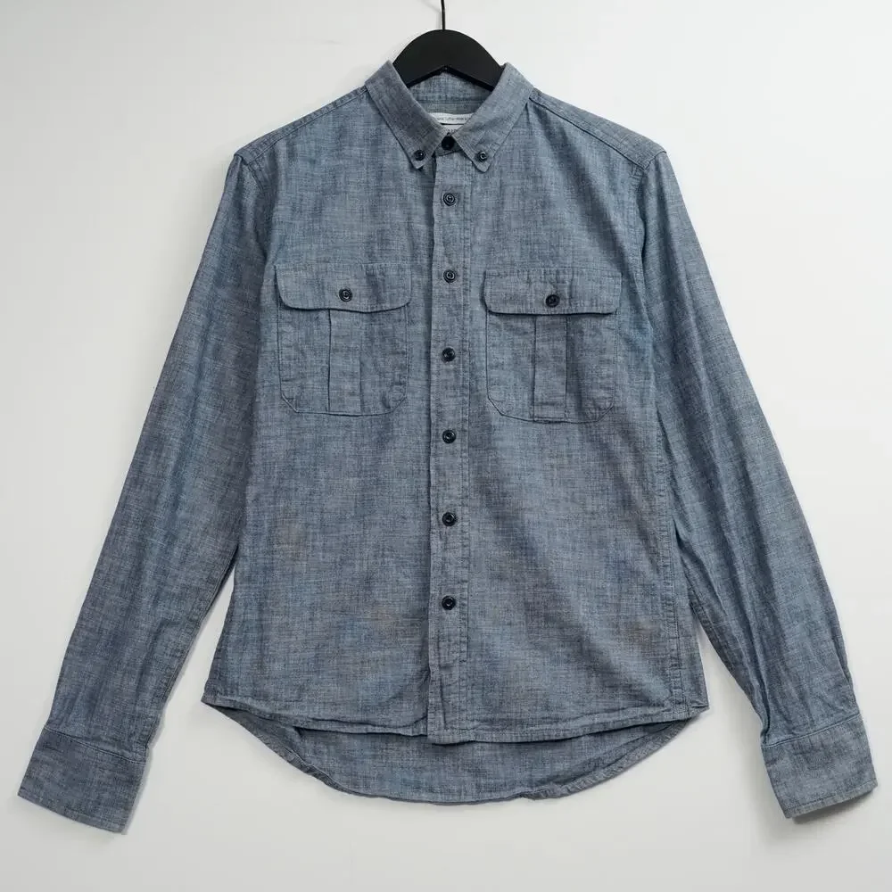 United By Blue Ayres Chambray Shirt Size S Organic Cotton Made in USA